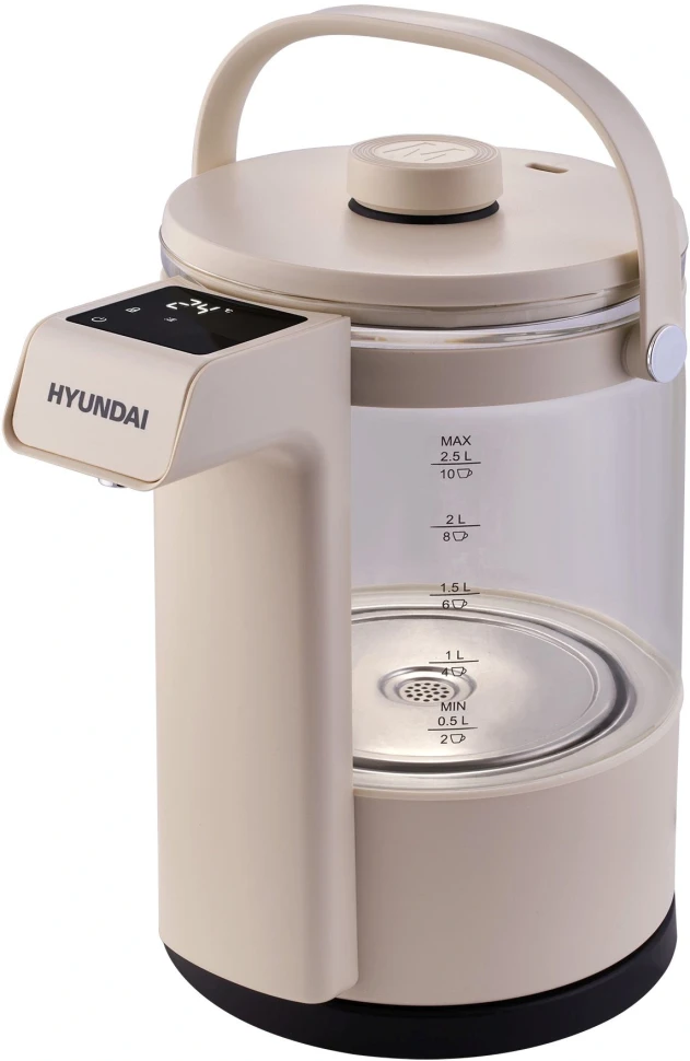 Чайник электрический Hyundai HYK-G7700 2.5л. 1400Вт кремовый/черный корпус: стекло  