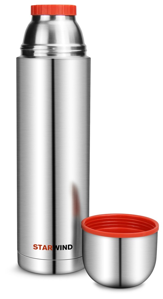 Термос Starwind 20-1200 1.2л. серебристый/красный картонная коробка