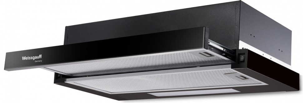 Вытяжка встраиваемая Weissgauff TEL 06 1M BL черный управление: кулисные переключатели (1 мотор)  