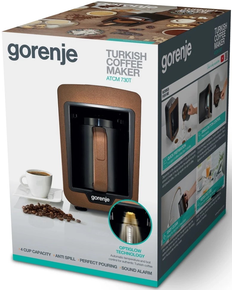 Кофеварка Электрическая турка Gorenje ATCM730T 730Вт медный/черный  