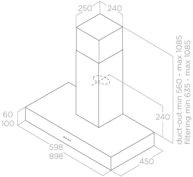 Вытяжка каминная Elica Spot NG H6 IX/A/90 нержавеющая сталь управление: кнопочное (1 мотор)