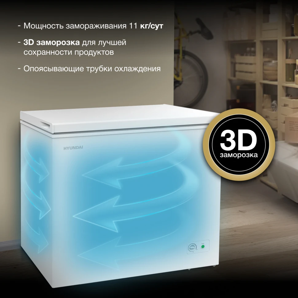 Морозильный ларь Hyundai CH25031 белый 120Вт  