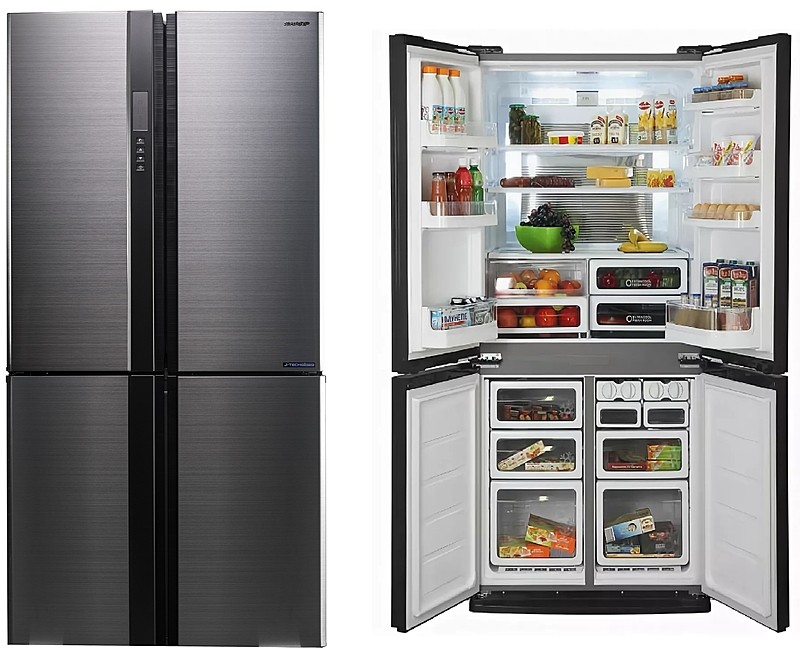 Холодильник трехкамерный Sharp SJ-EX98FSL Hybrid Cooling  