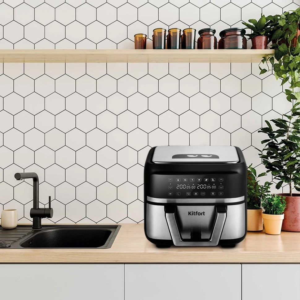 Аэрогриль Kitfort КТ-2247 2850Вт черный/серебристый  