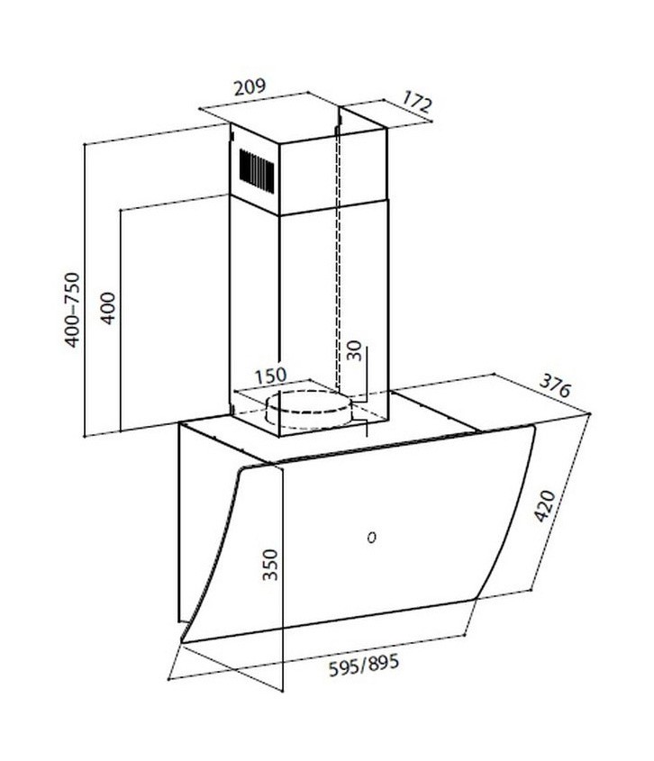 Вытяжка каминная Lex Plaza GS 900 WH белый управление: сенсорное (1 мотор)