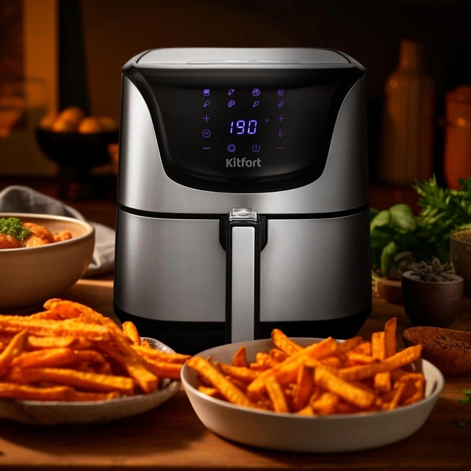 Аэрогриль Kitfort КТ-2232 1700Вт серебристый/черный