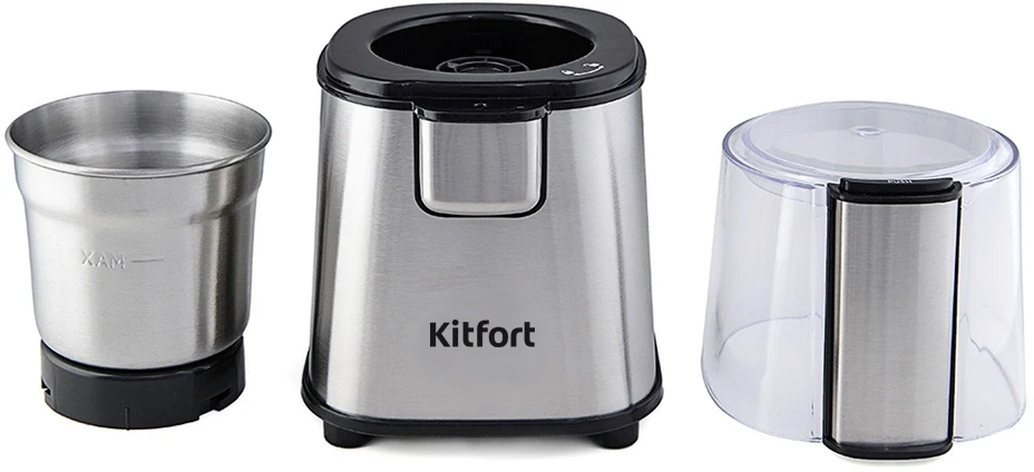 Кофемолка Kitfort КТ-1315 180Вт сист.помол.:ротац.нож вместим.:60гр серебристый