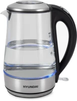 Чайник электрический Hyundai HYK-G8406 1.7л. 2200Вт прозрачный/черный корпус: металл