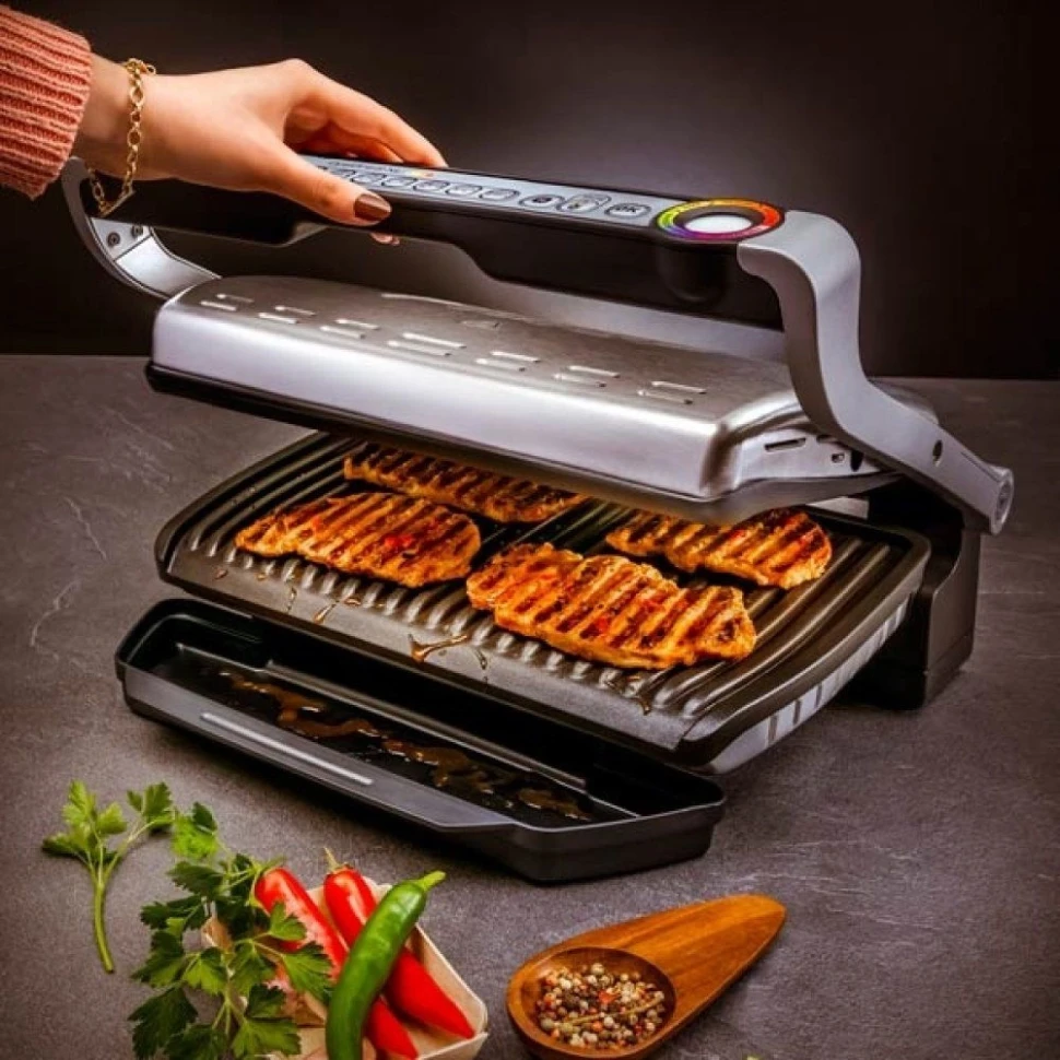 Электрогриль Tefal Optigrill GC724D12 2000Вт серебристый  