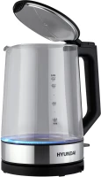 Чайник электрический Hyundai HYK-G8808 1.7л. 2200Вт черный/серебристый корпус: стекло