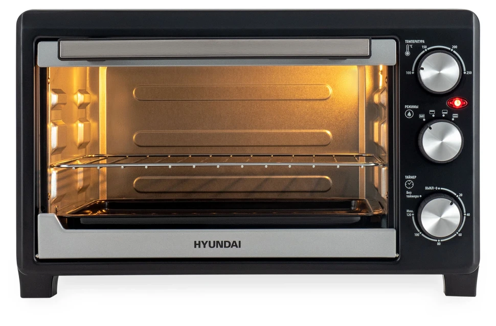 Мини-печь Hyundai MIO-HY072 23л. 1500Вт серебристый/черный  
