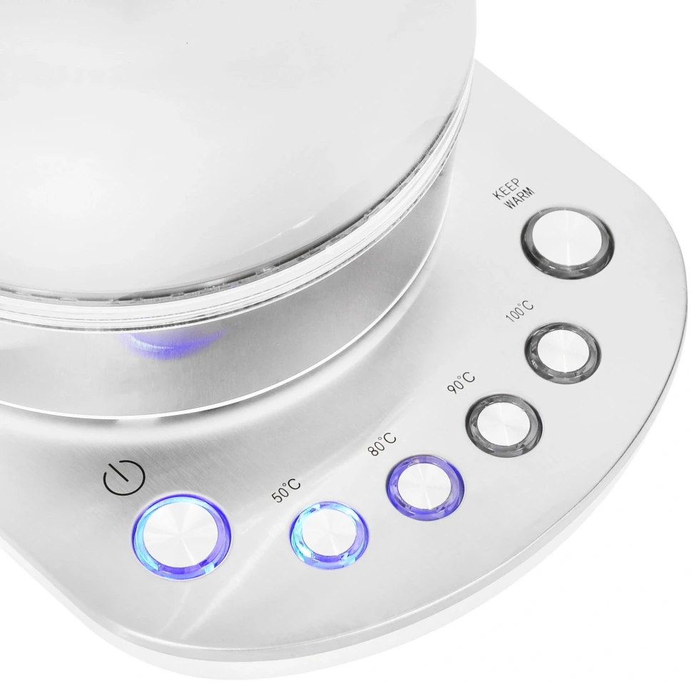 Чайник электрический Hyundai HYK-G4033 1.7л. 2200Вт белый/серебристый корпус: стекло  