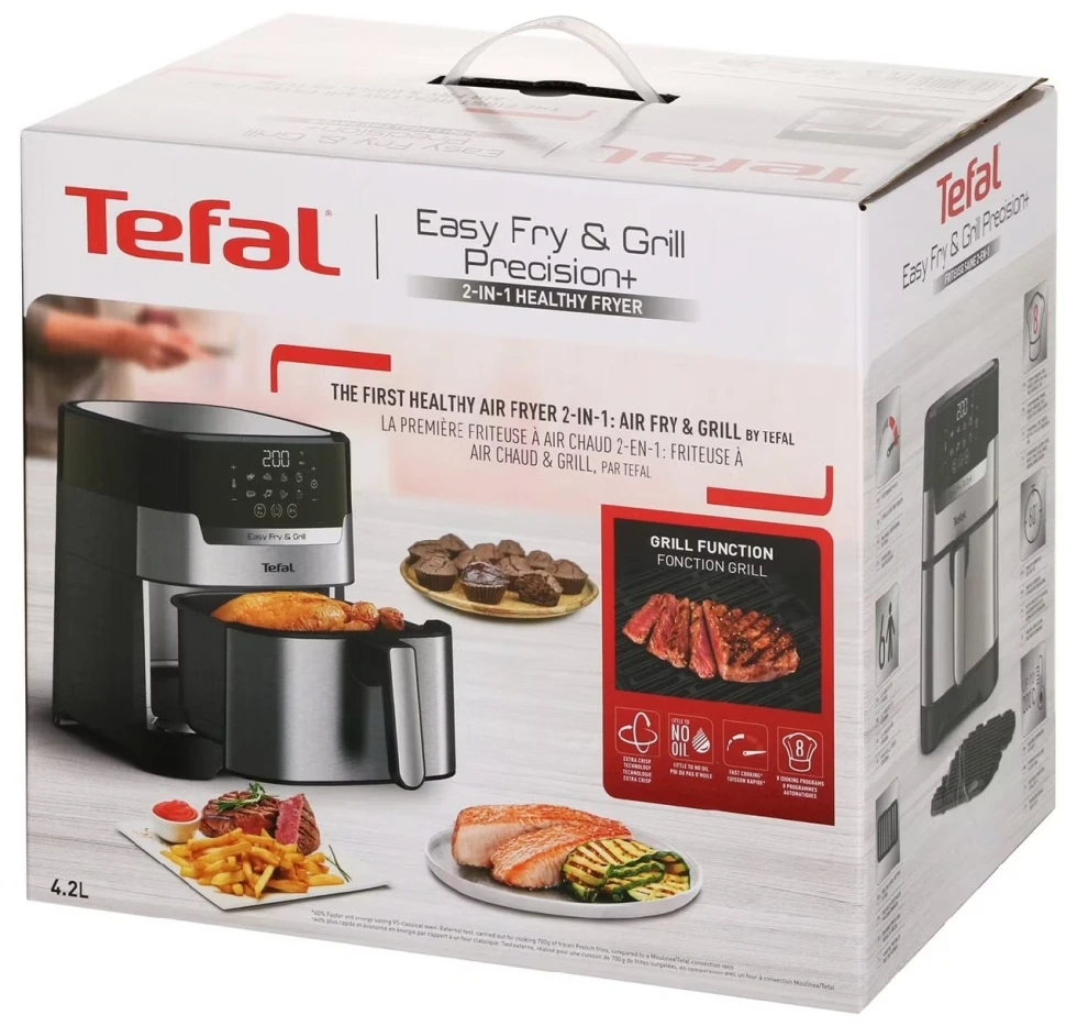 Аэрогриль Tefal Easy Fry & Grill Digital EY505D15 4.2л 1550Вт черный/серебристый (1510002069)