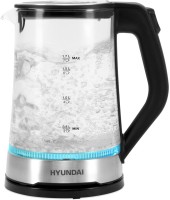 Чайник электрический Hyundai HYK-G3401 1.7л. 2200Вт черный/серебристый корпус: стекло/пластик