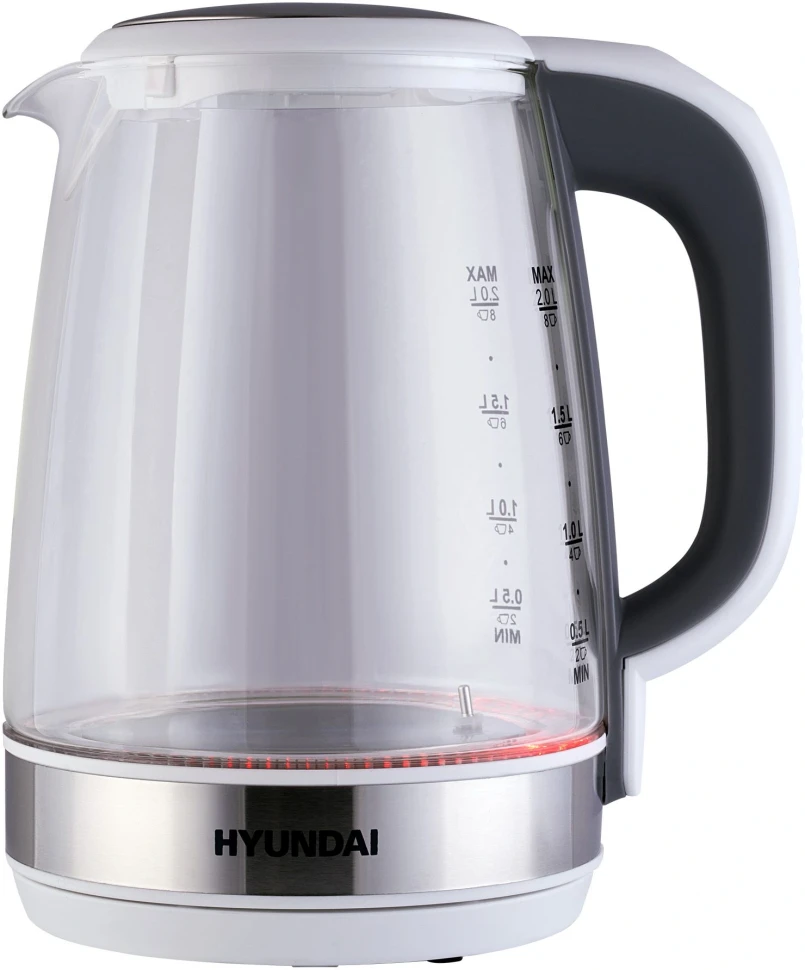 Чайник электрический Hyundai HYK-G8880 2л. 2200Вт серый/серебристый корпус: стекло  