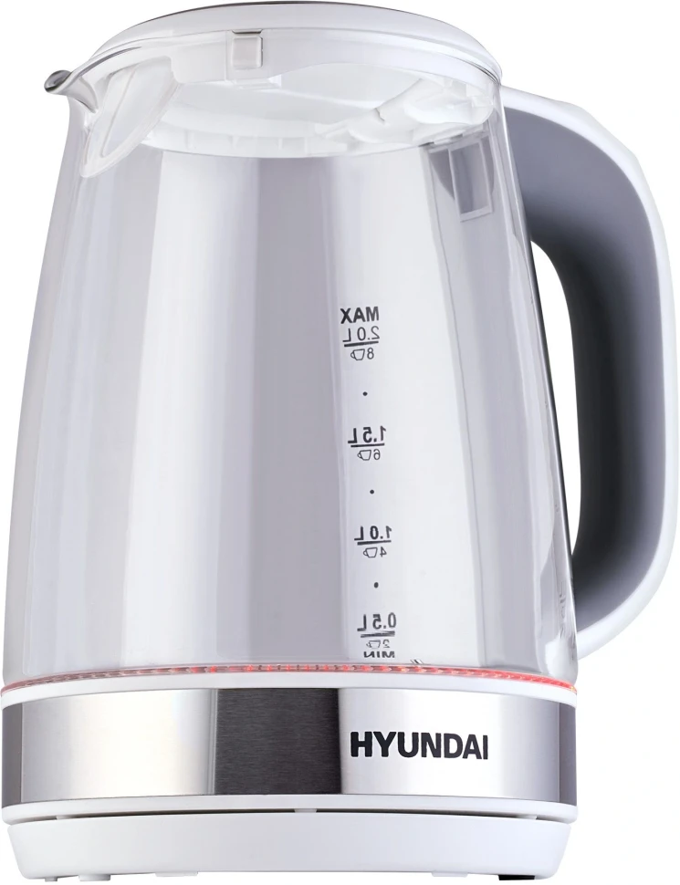 Чайник электрический Hyundai HYK-G8880 2л. 2200Вт серый/серебристый корпус: стекло  