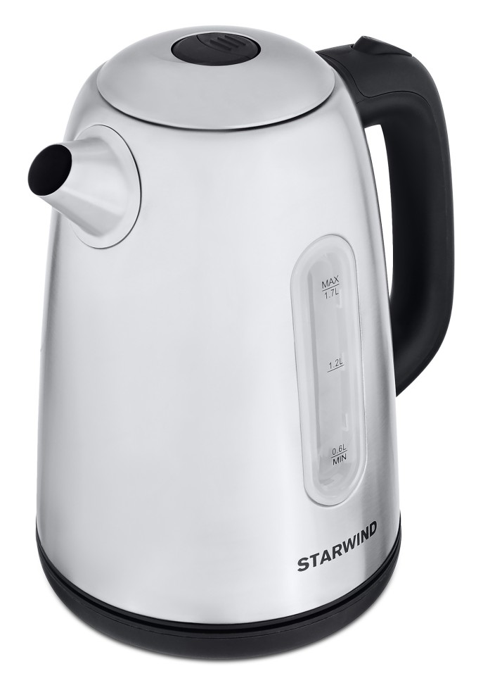 Чайник электрический Starwind SKS3210 1.7л. 2200Вт серебристый/черный корпус: металл/пластик  
