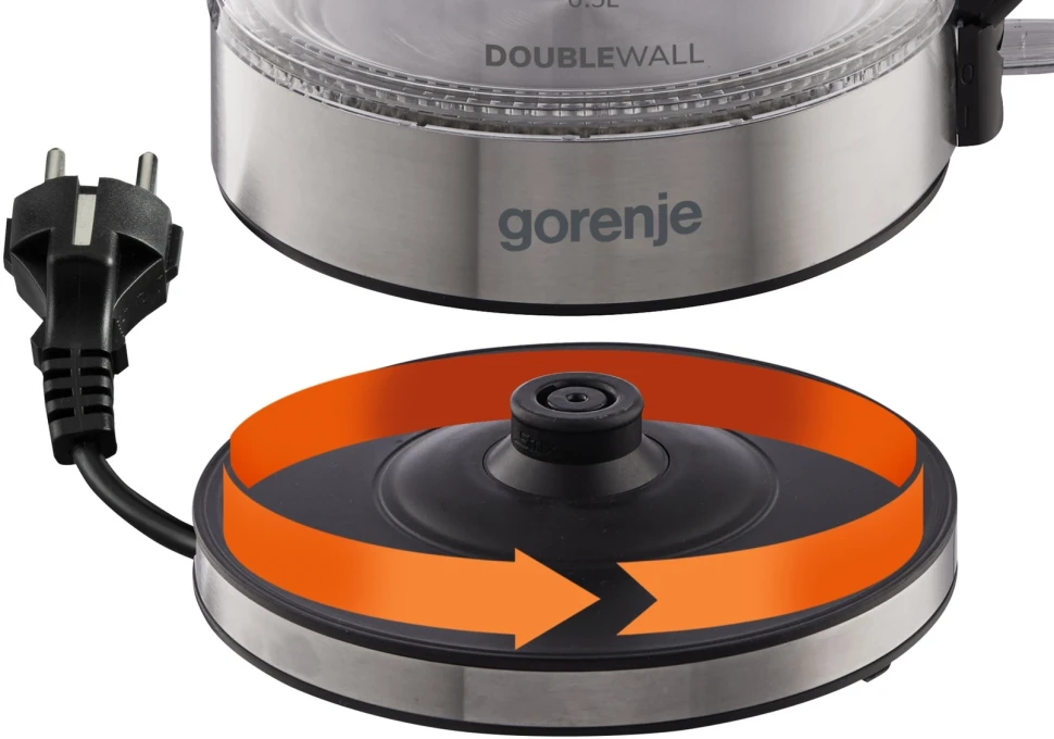 Чайник электрический Gorenje K17GDW 1.7л. 2200Вт черный корпус: металл/пластик  