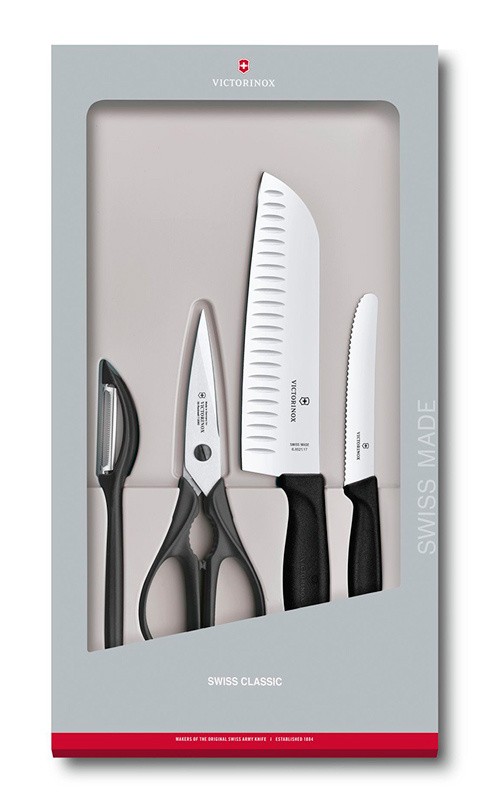 Набор ножей кухон. Victorinox Swiss Classic Kitchen Set, 4 pieces 6.7133.4G (6.7133.4G) компл.:4предм. черный подар.коробка