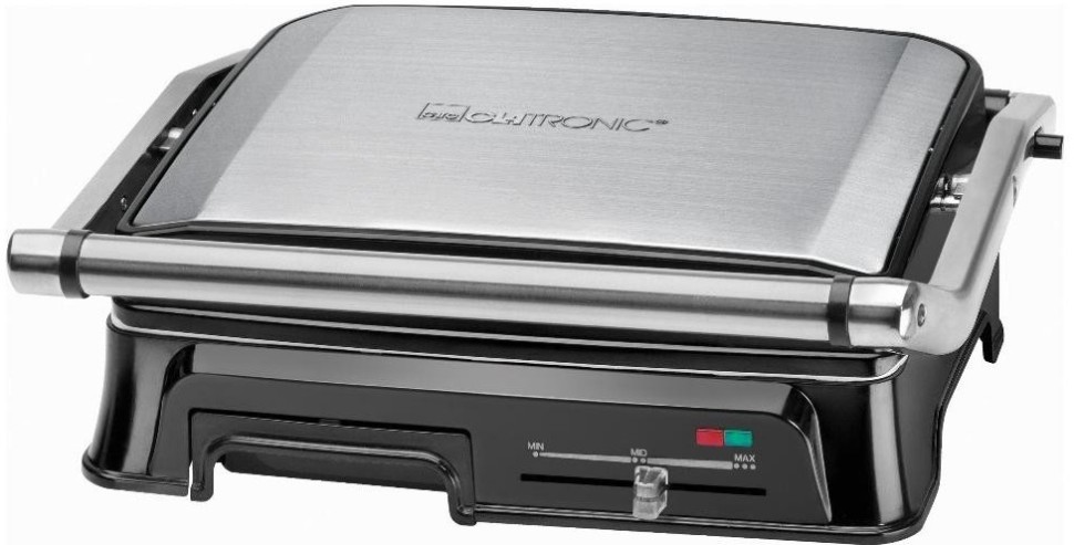 Электрогриль Clatronic KG 3571 2000Вт серебристый/черный
