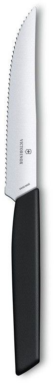 Нож кухонный Victorinox Swiss Modern (6.9003.12W) стальной столовый для стейка лезв.120мм серрейт. заточка черный  