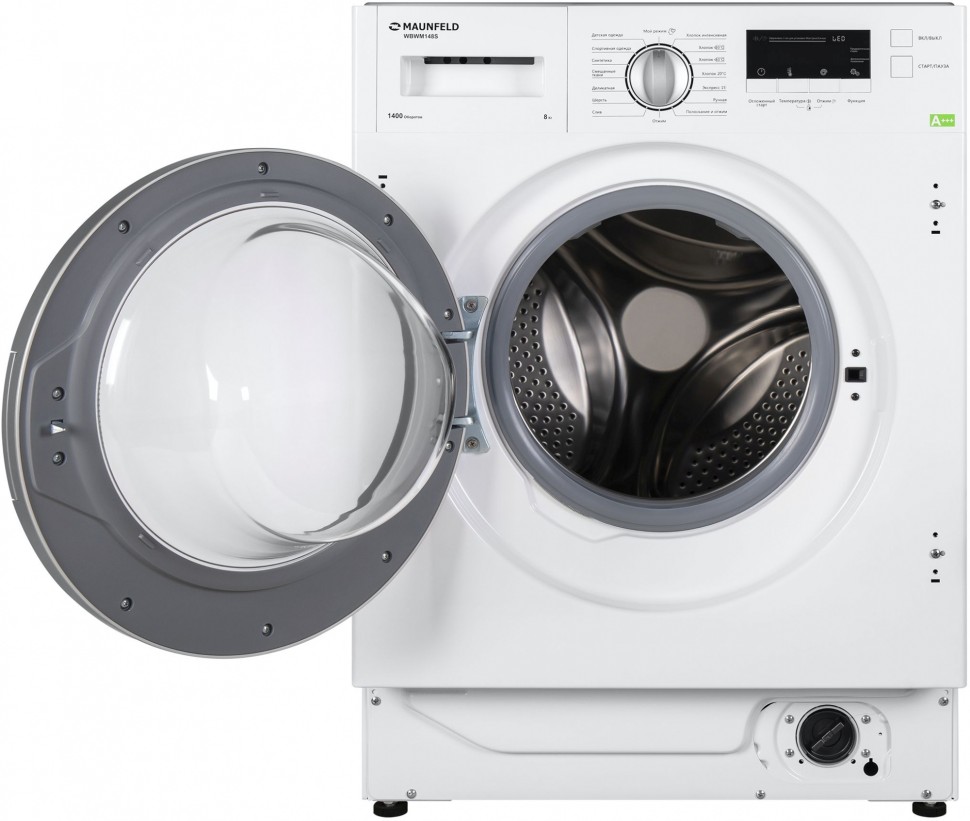 Стиральная машина Maunfeld MBWM148S класс:A+++ загрузка до 8кг отжим:1400об/мин белый инвертер
