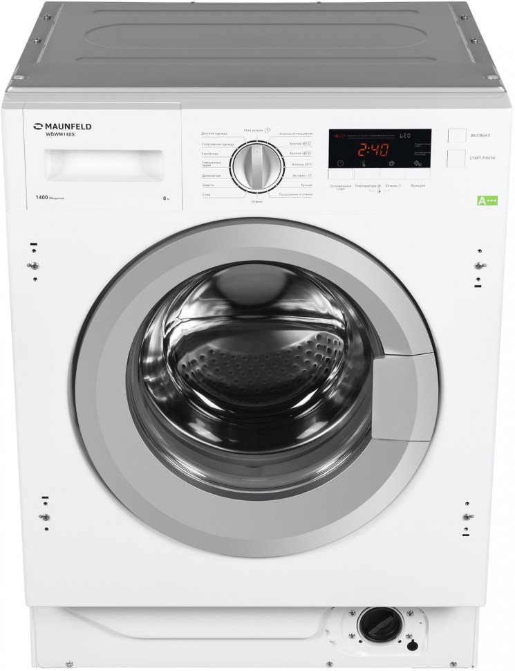 Стиральная машина Maunfeld MBWM148S класс:A+++ загрузка до 8кг отжим:1400об/мин белый инвертер