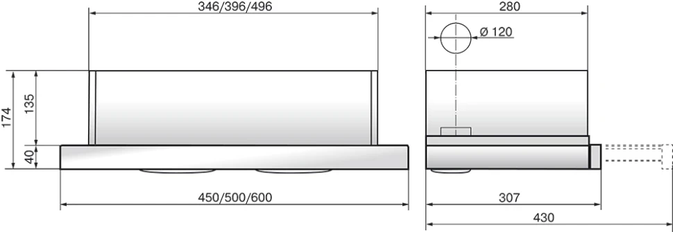 Вытяжка встраиваемая Elikor Интегра 60П-400-В2Л черный управление: кнопочное (1 мотор)  