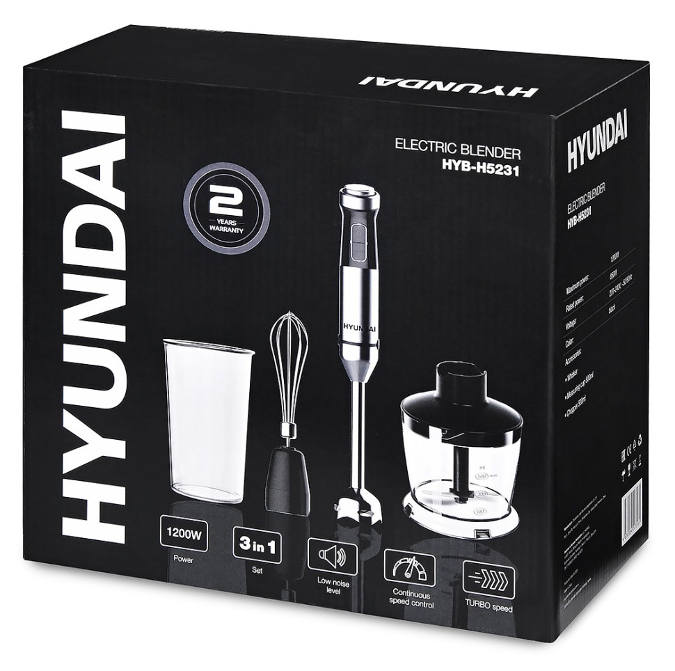 Блендер погружной Hyundai HYB-H5231 1200Вт черный  