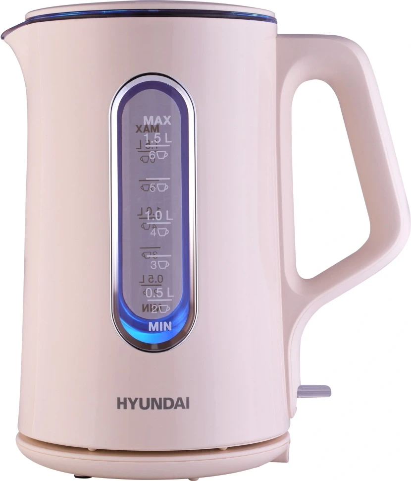 Чайник электрический Hyundai HYK-G8888 1.5л. 1700Вт кремовый/прозрачный корпус: стекло  