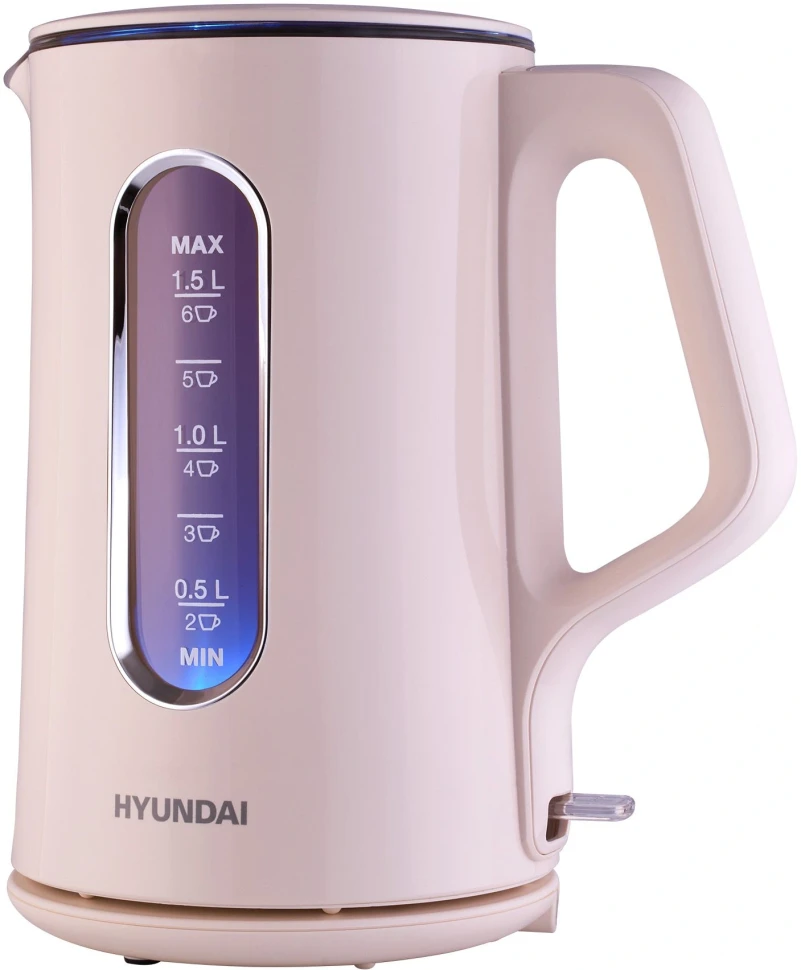 Чайник электрический Hyundai HYK-G8888 1.5л. 1700Вт кремовый/прозрачный корпус: стекло  