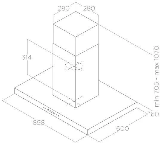 Вытяжка каминная Elica Spot Plus Island IX/A/90 нержавеющая сталь управление: сенсорное (1 мотор)  