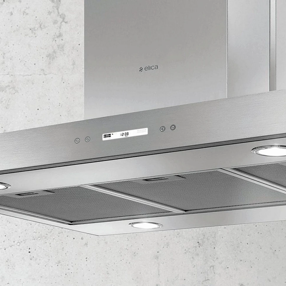 Вытяжка каминная Elica Spot Plus Island IX/A/90 нержавеющая сталь управление: сенсорное (1 мотор)  