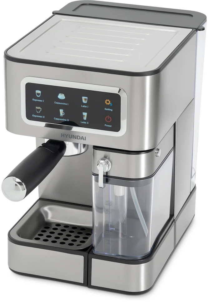 Кофеварка рожковая Hyundai HEM-5306 1350Вт серебристый/черный