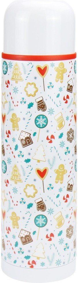 Термос Starwind New Year 11-1000 1л. белый/рисунок  