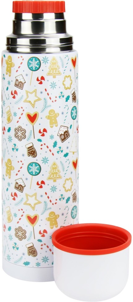 Термос Starwind New Year 11-1000 1л. белый/рисунок  