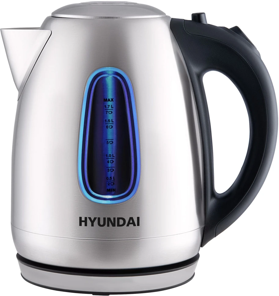 Чайник электрический Hyundai HYK-S2402 1.7л. 2200Вт серебристый матовый/черный корпус: металл  