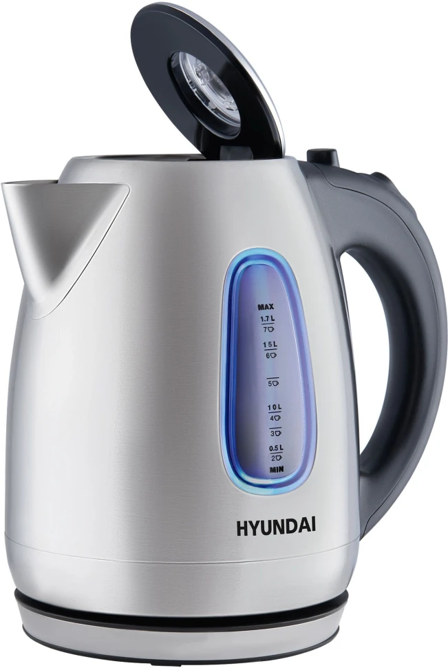 Чайник электрический Hyundai HYK-S2402 1.7л. 2200Вт серебристый матовый/черный корпус: металл  