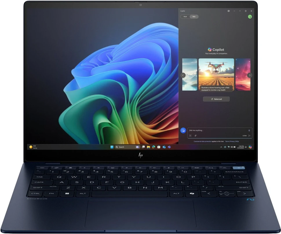 Ноутбук HP EliteBook Ultra G1q8 Snapdragon X Plus X1P-42-100 16Gb SSD512Gb Qualcomm Adreno 14" IPS 2.2K (2240x1400) Windows 11 Pro 64 dk.blue WiFi BT Cam (9M4E6AT)  