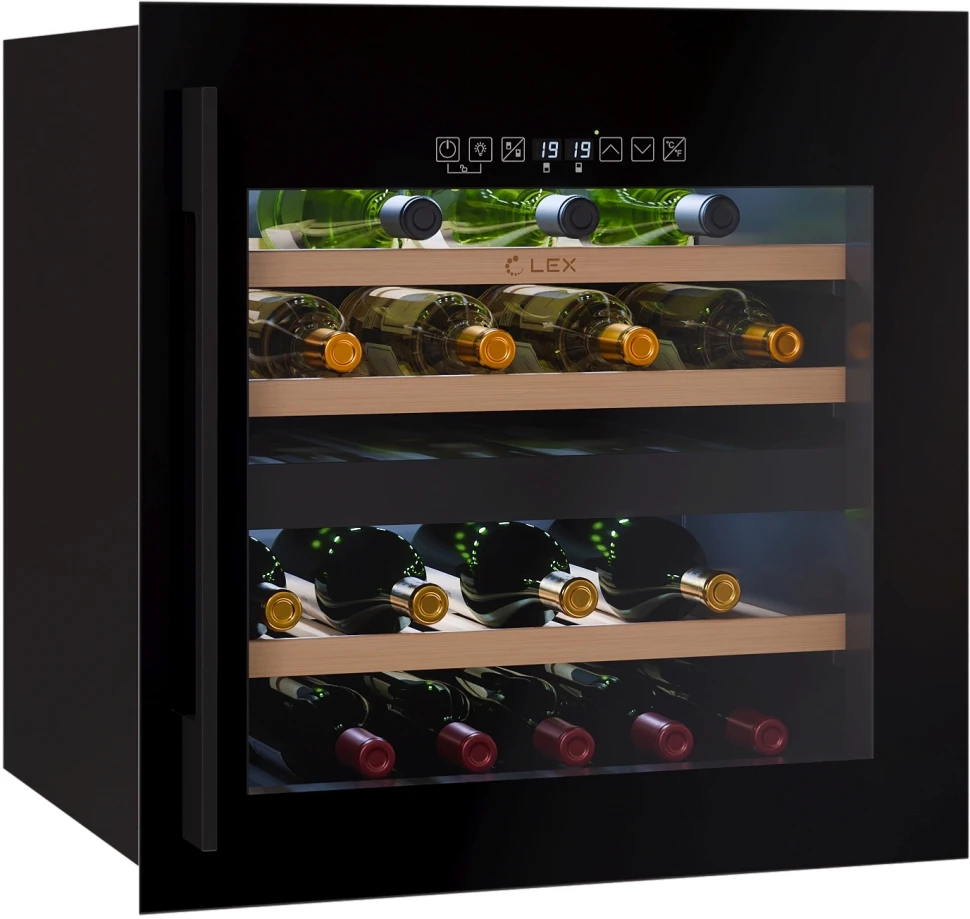 Винный шкаф Lex LWD6036BL dual zone S 1-нокамерн. черный стекло (CHAT500009)