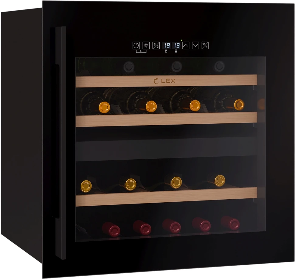 Винный шкаф Lex LWD6036BL dual zone S 1-нокамерн. черный стекло (CHAT500009)