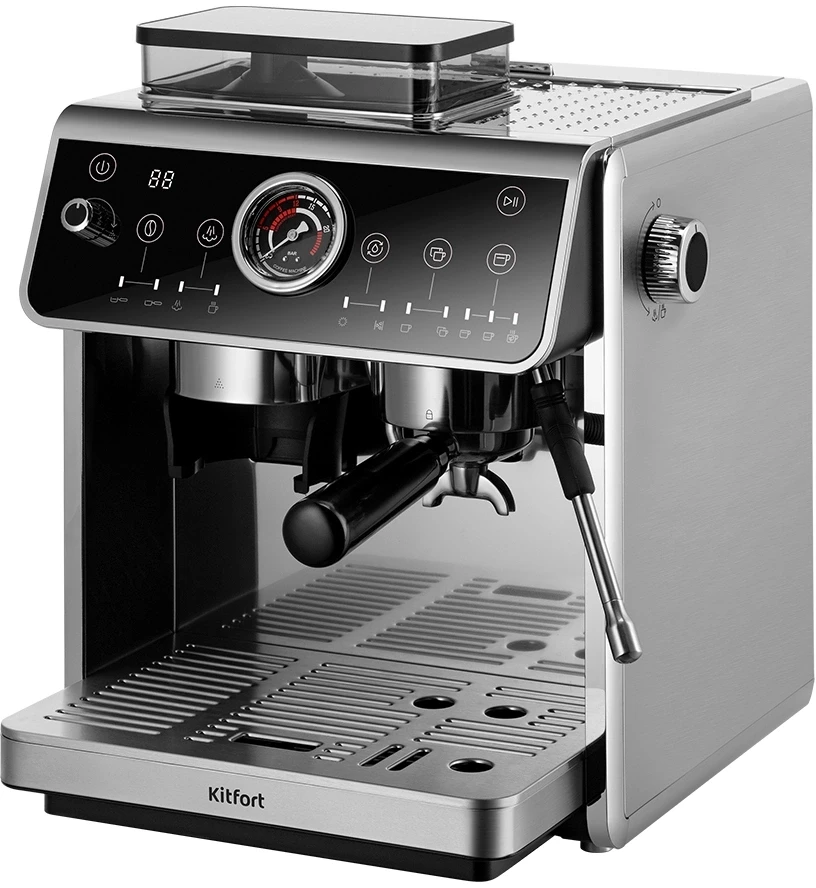 Кофеварка рожковая Kitfort КТ-7321 2800Вт нержавеющая сталь/черный  