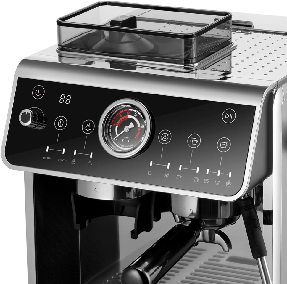 Кофеварка рожковая Kitfort КТ-7321 2800Вт нержавеющая сталь/черный  