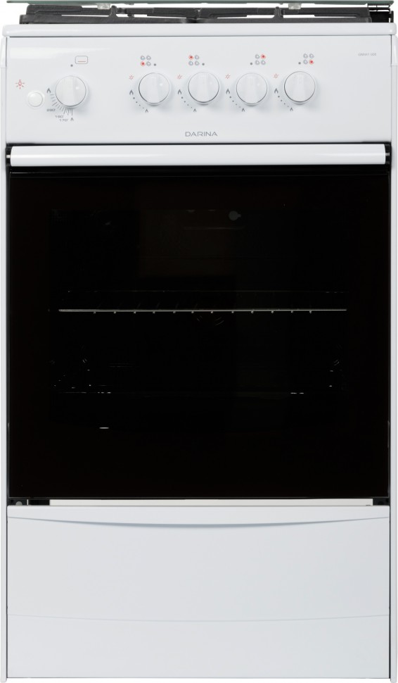 Плита Газовая Darina 1B1 GM 441 008 W белый/черный (стеклянная крышка) реш.чугун  