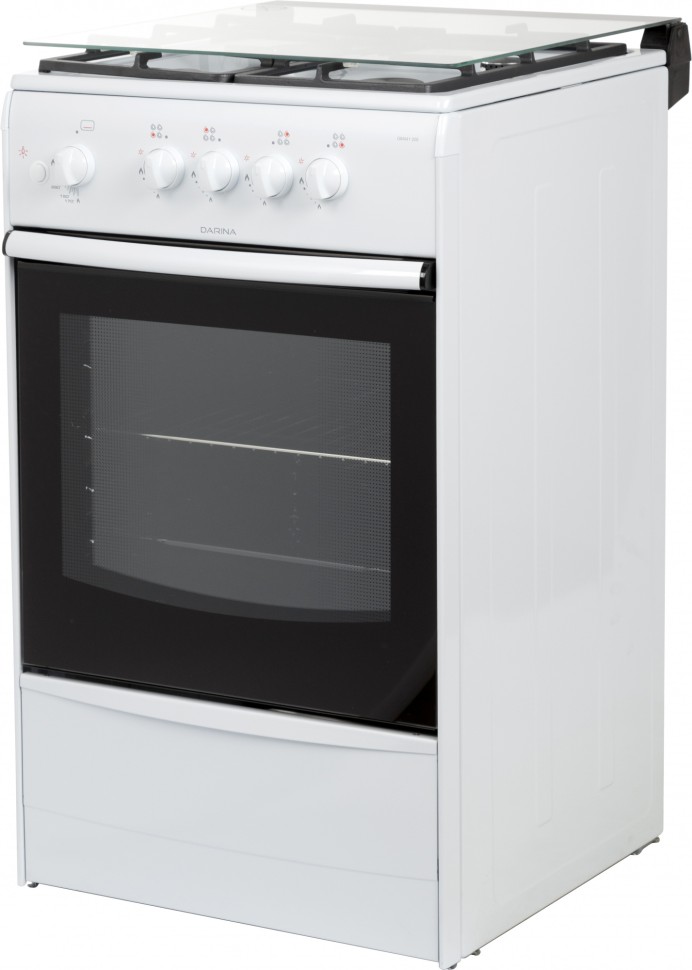 Плита Газовая Darina 1B1 GM 441 008 W белый/черный (стеклянная крышка) реш.чугун  