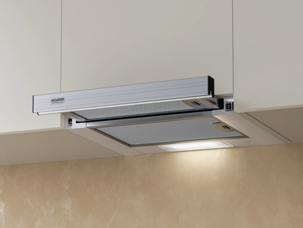 Вытяжка встраиваемая Krona Kamilla 450 нержавеющая сталь управление: кулисные переключатели (1 мотор)  