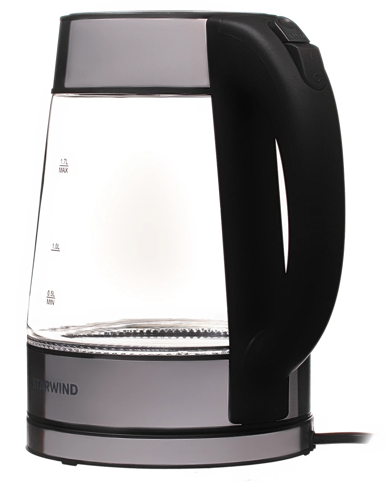 Чайник электрический Starwind SKG3311 1.7л. 2200Вт черный/серебристый корпус: стекло/металл/пластик  