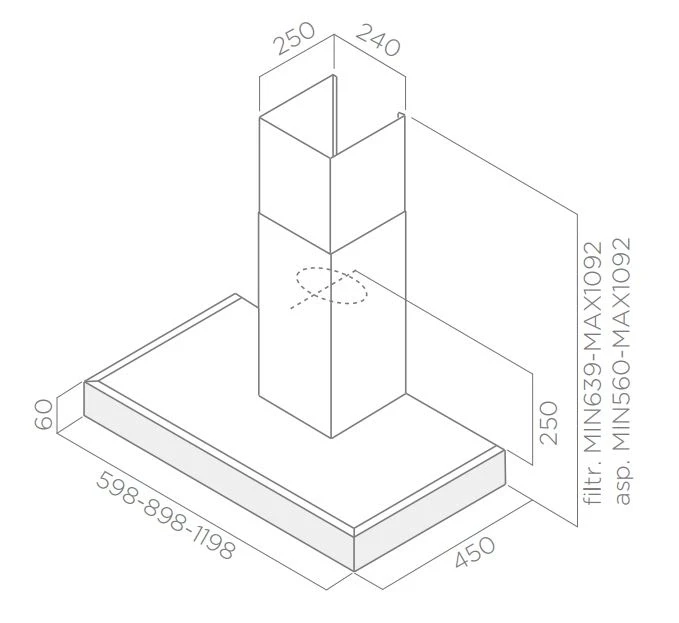 Вытяжка каминная Elica Spot Plus IX/A/60 нержавеющая сталь управление: сенсорное (1 мотор)  