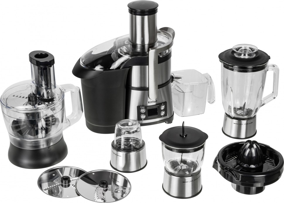 Кухонный комбайн Kitfort КТ-1395 800Вт серебристый/черный  
