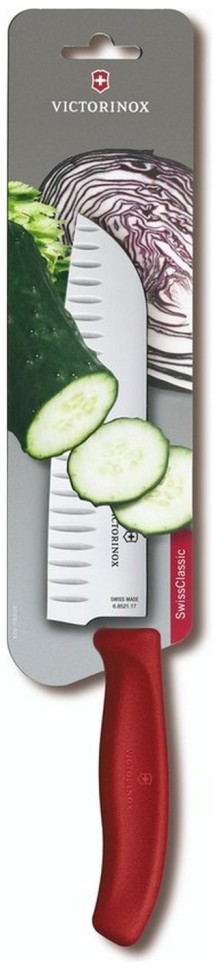 Нож кухонный Victorinox Swiss Classic (6.8521.17B) стальной сантоку лезв.170мм прямая заточка красный блистер  